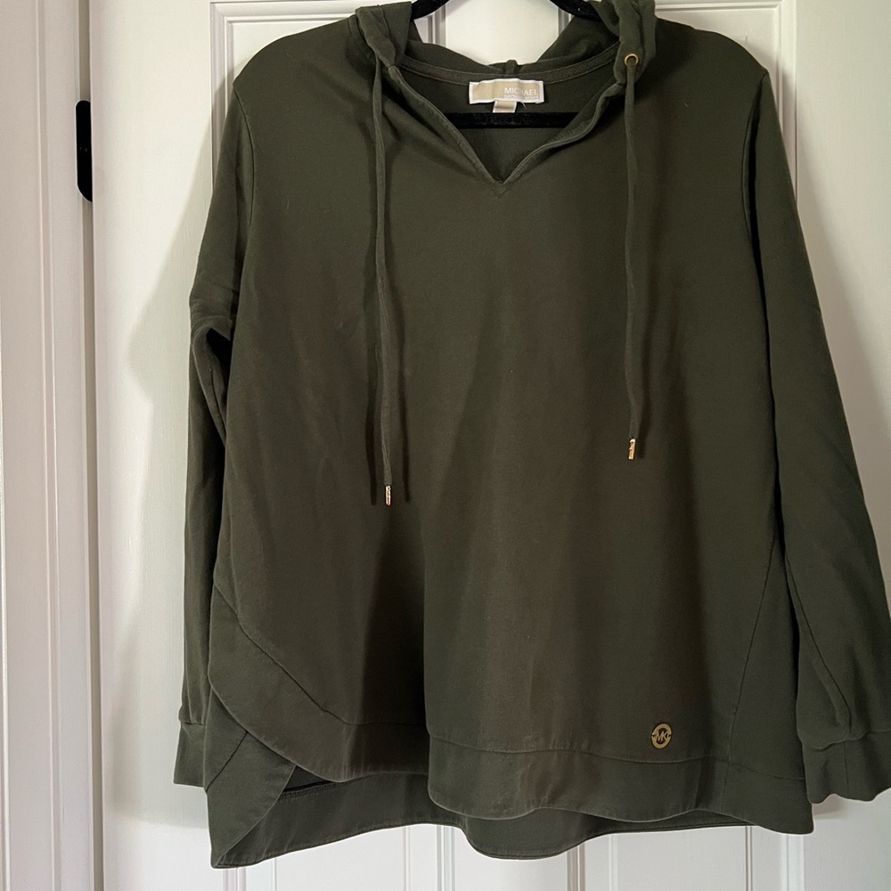 Michael Kors Olive Green Hooded Long-sleeve Shirt
